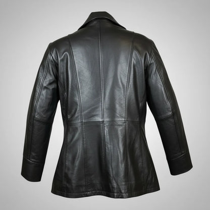 Classic Women's Mid-Length Lamb Leather Jacket