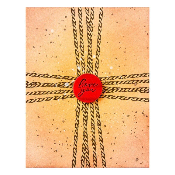 Sealed Cord & Faux Seal Sentiments Press Plate & Die Set from the Pressed Posies Collection