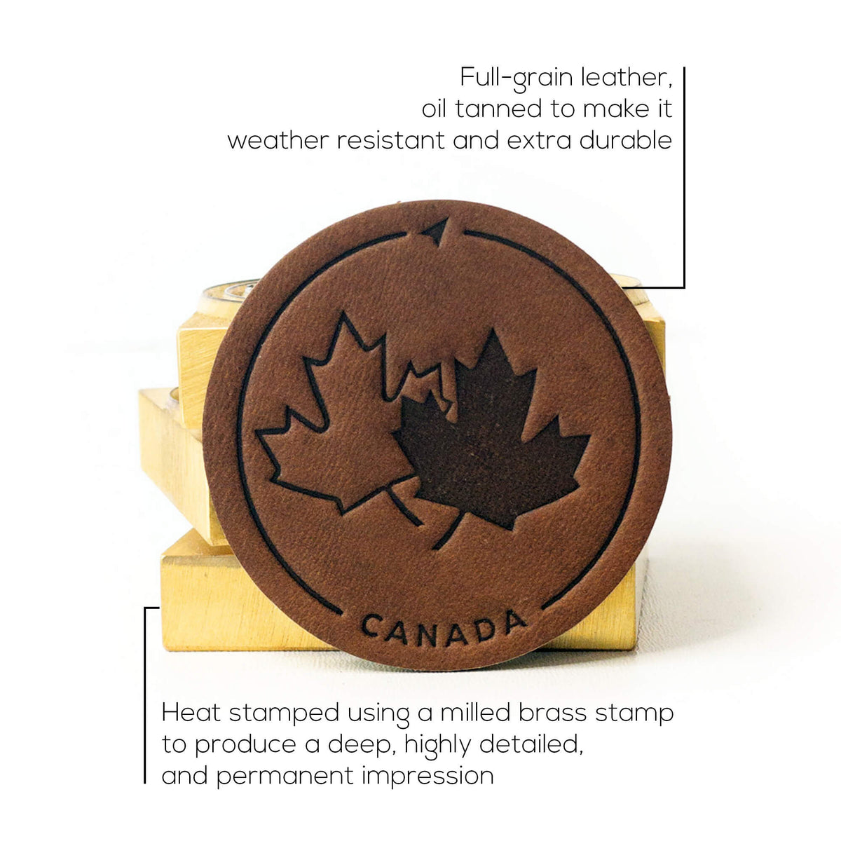 Canada Strong and Free Leather Patch Trucker Hat