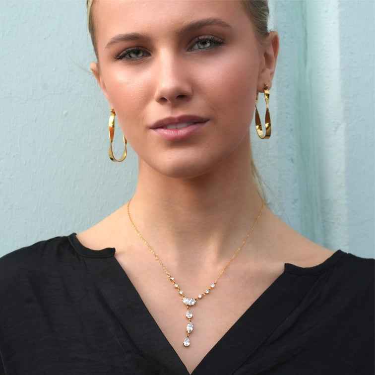Style BUCKIE:  Multi Pendant Zirconia Chain Necklace