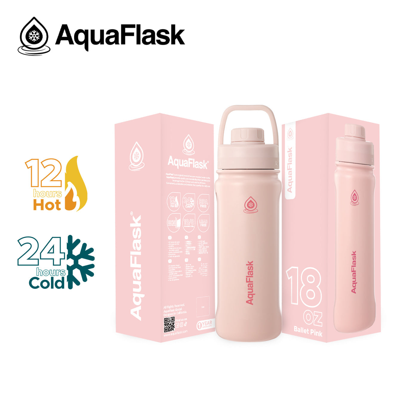 AquaFlask Original Vakuumisolierte Wasserflaschen 530ml (18oz)