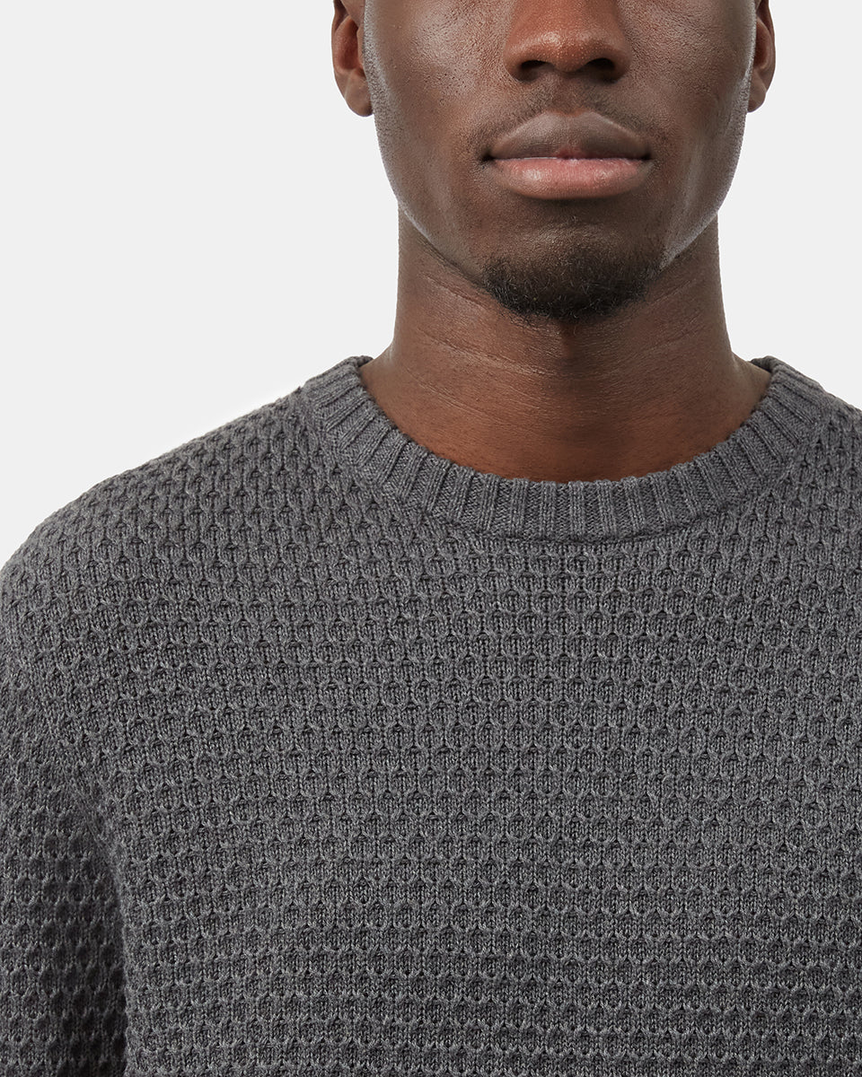 Highline Waffle-Stitch Crewneck