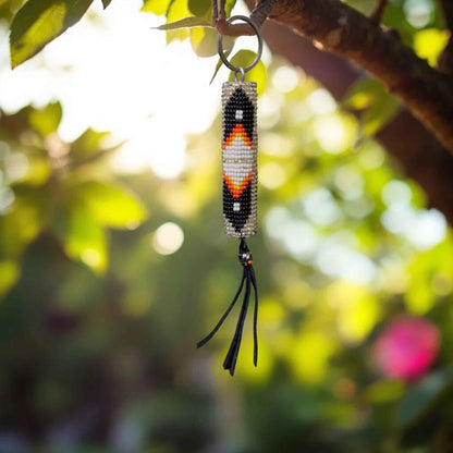 OLDTRIBES™ Silver Handcrafted Beaded Keychain