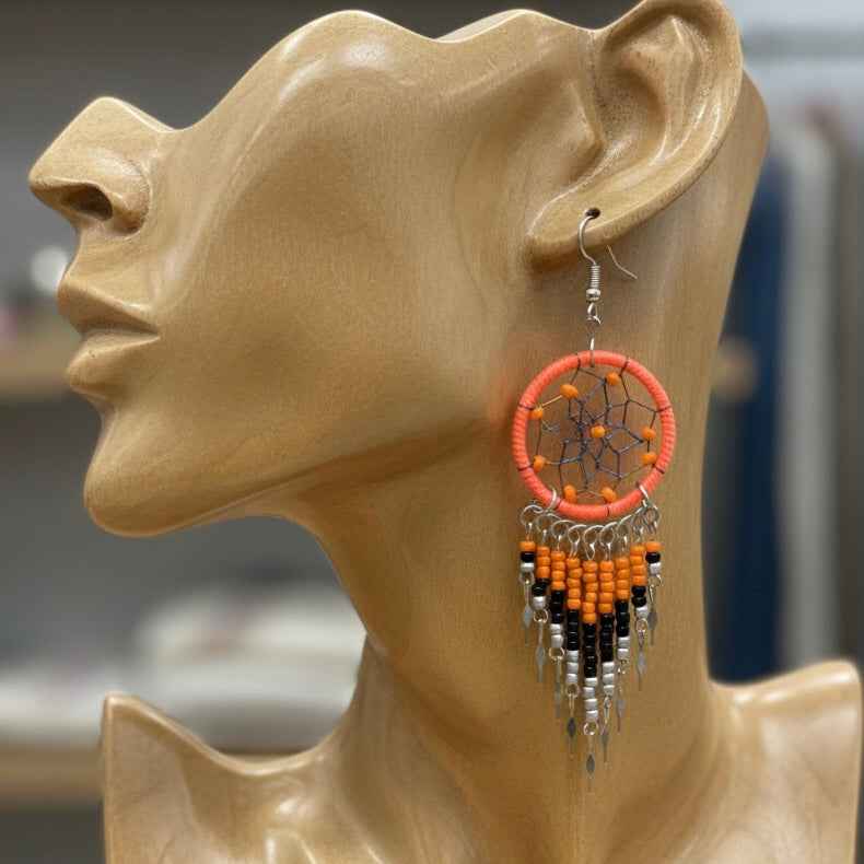Orange/black Dreamcatcher Dangles