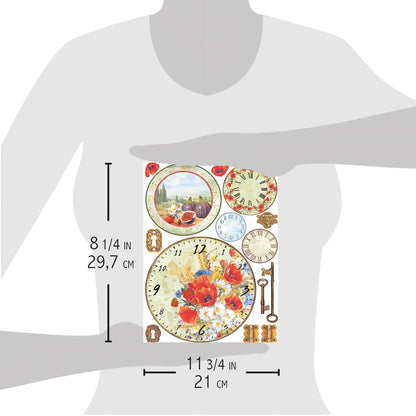 Ciao Bella Rice Paper A4 Tuscan Clocks