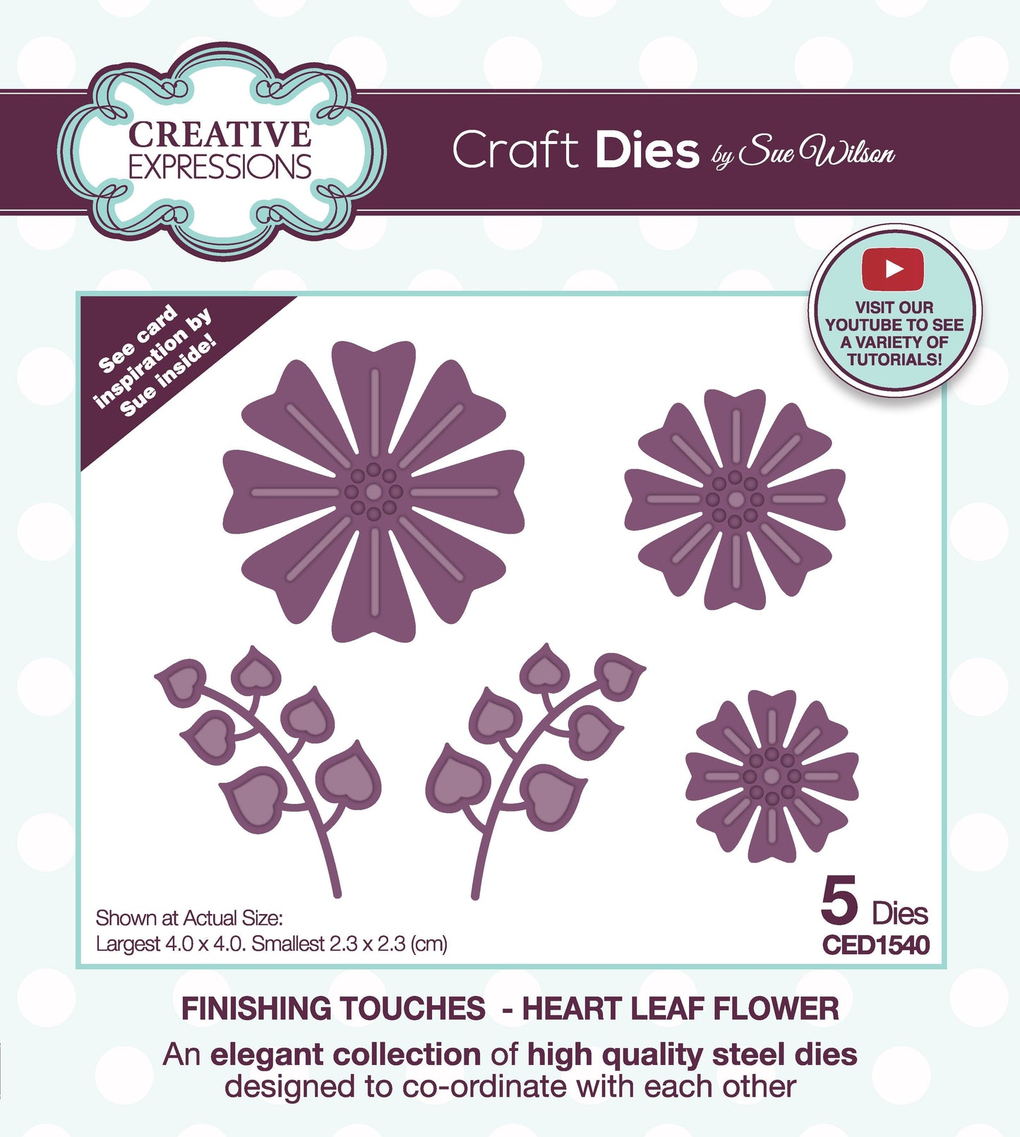 Creative Expressions Sue Wilson Finishing Touches Heart Leaf Flower Craft Die