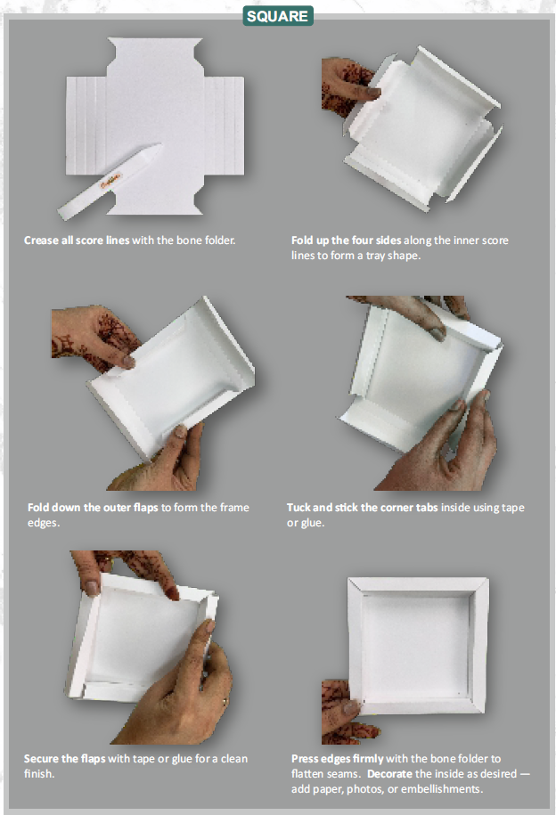 CrafTreat 3D Fold Shapes - Frames White - Square 6pcs