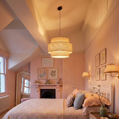 CALISTO JUTE Large Scandinavian Pendant Light for Bedroom, Living Room & Warm Natural Interiors