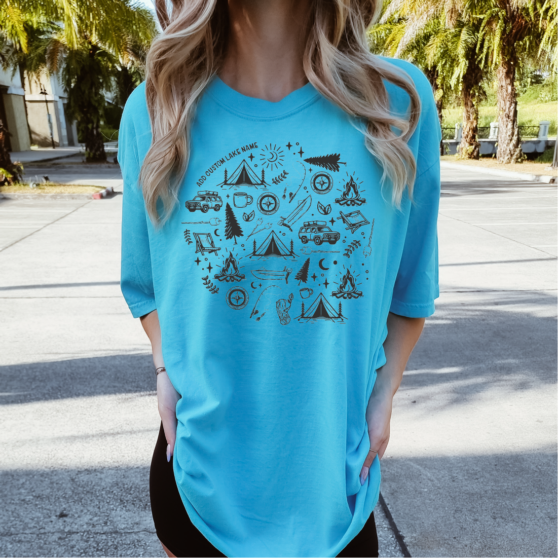 Camping Icons Personalized T-shirt | Lake Shirt | Custom Clothing