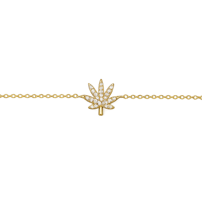 18K GOLD CANNABIS LEAF BRACELET