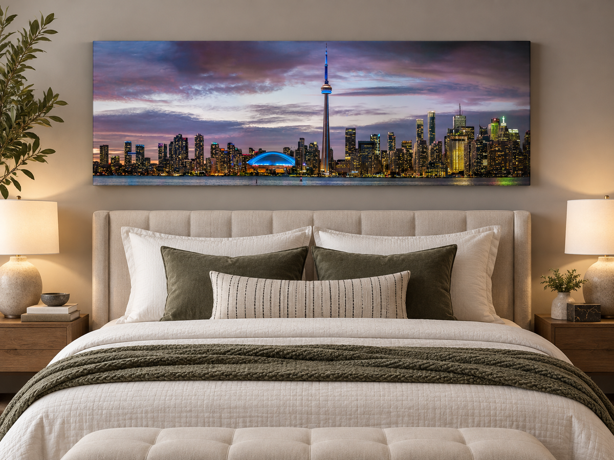 Wandbild Sonnenuntergang von Toronto, CN Tower, Rogers Centre
