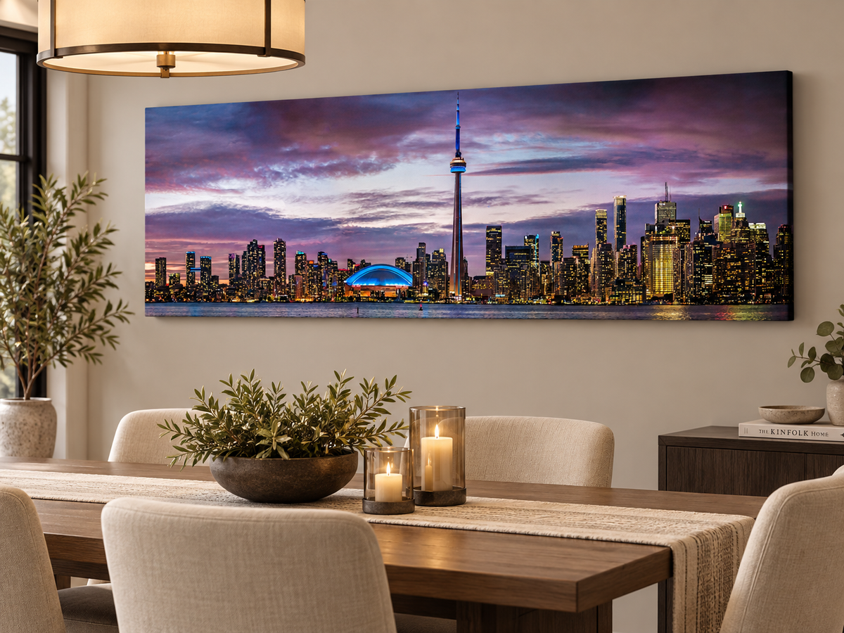 Wandbild Sonnenuntergang von Toronto, CN Tower, Rogers Centre