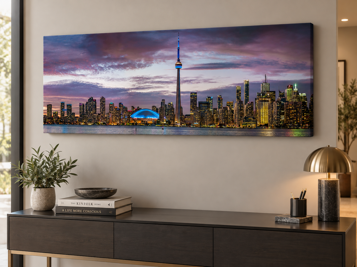 Wandbild Sonnenuntergang von Toronto, CN Tower, Rogers Centre