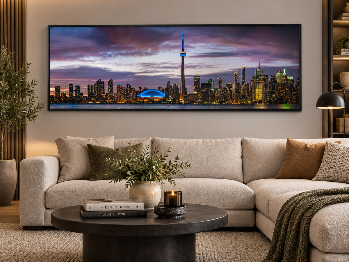 Wandbild Sonnenuntergang von Toronto, CN Tower, Rogers Centre