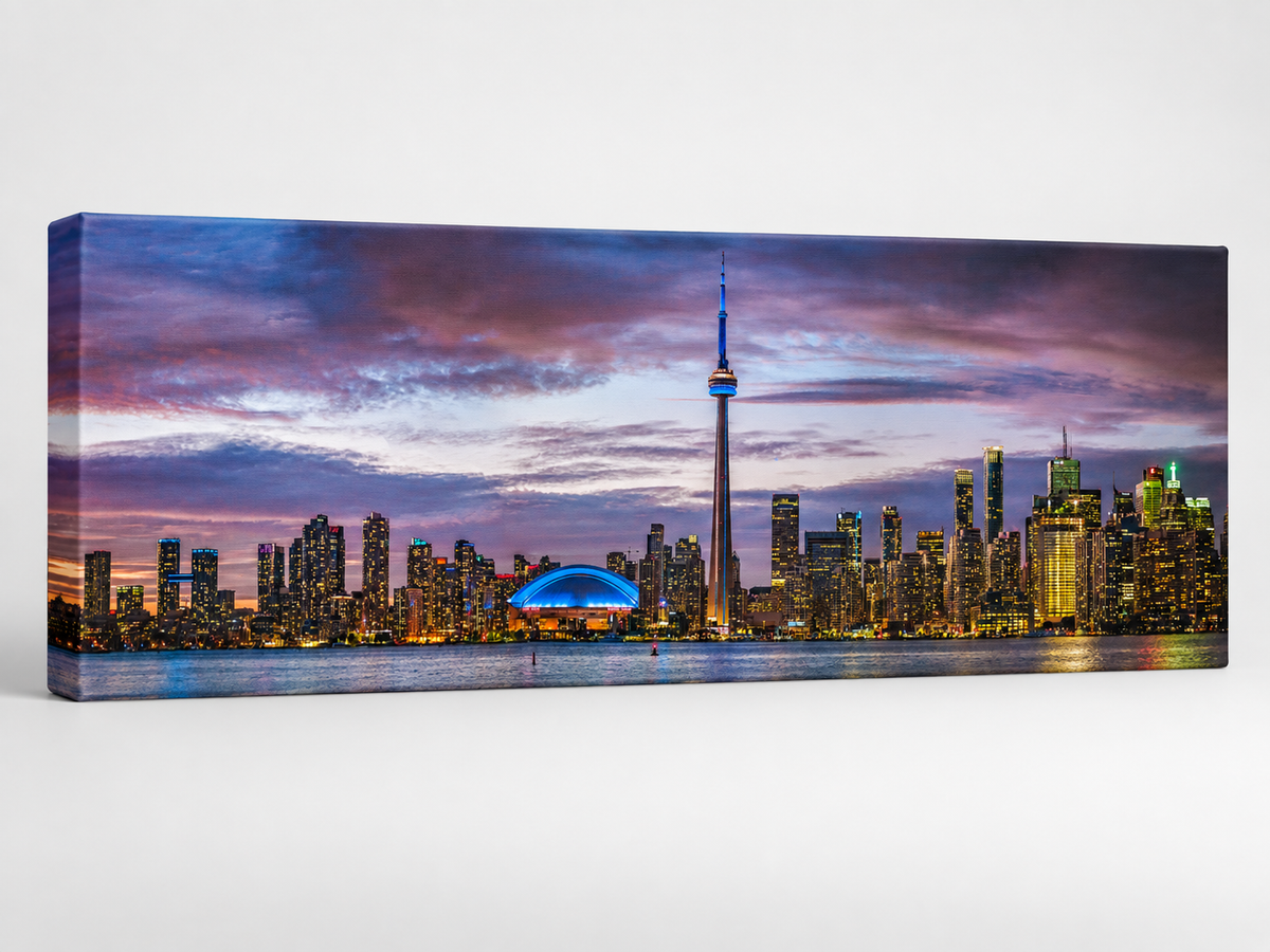Wandbild Sonnenuntergang von Toronto, CN Tower, Rogers Centre