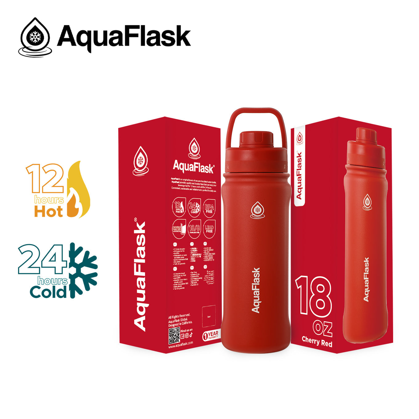 AquaFlask Original Vakuumisolierte Wasserflaschen 530ml (18oz)