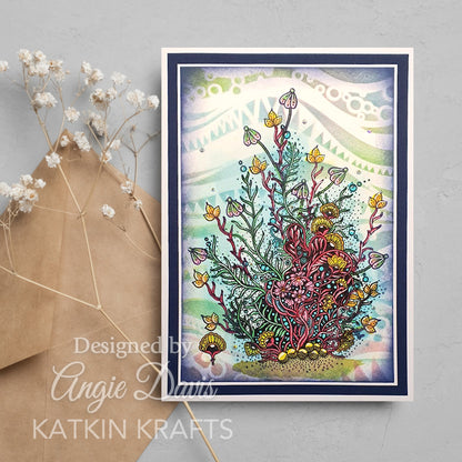 Katkin Krafts Coral Waters 6 in x 8 in Clear Stamp Set