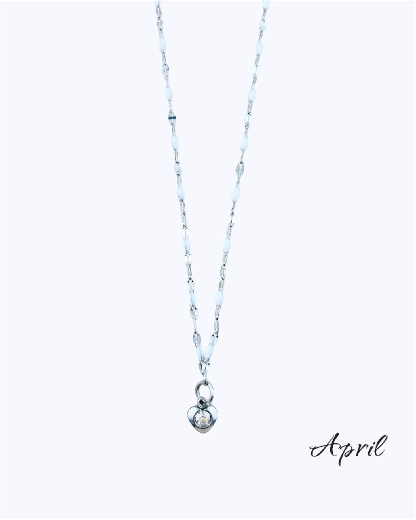 Heart Stone Necklaces in silver - various birthstone colours
