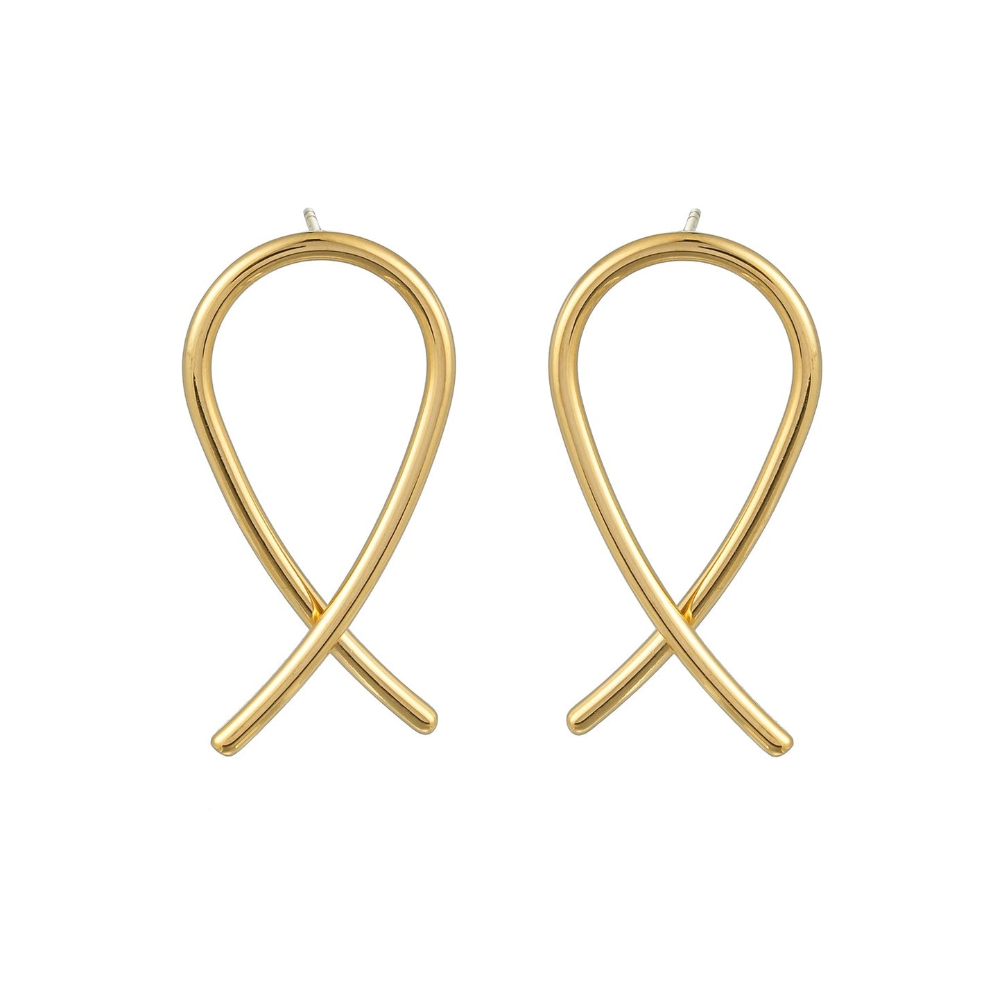 MAEVE Gold: Minimalist Oval Shaped Wire Constructed Stud Earrings
