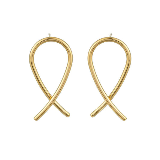 MAEVE Gold: Minimalist Oval Shaped Wire Constructed Stud Earrings