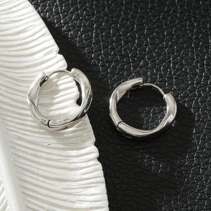 ABIR Silver (White Gold): Subtle Twist Hoop Earrings