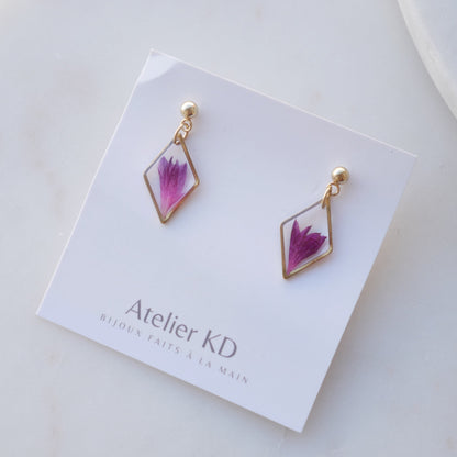 Boucles d'oreilles Lucy - fuschia  (petit 12mm)