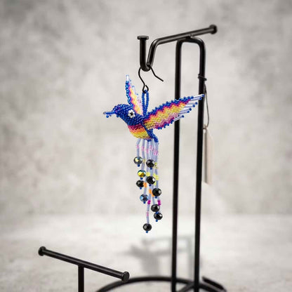 Black and Blue Beaded Humming Bird
