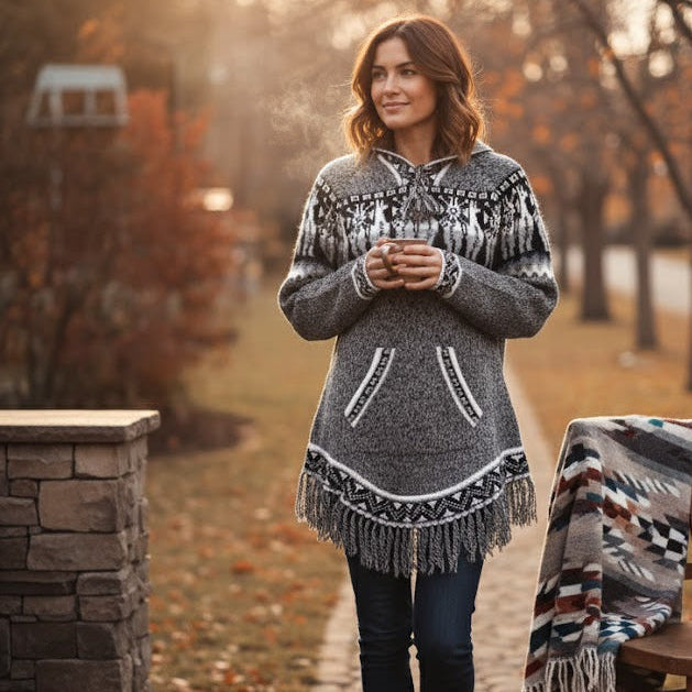 Women Cardigan Grey Alpaca Sweater