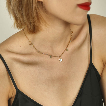 EVELYN Mini Stars & Zirconia Embeded Pendant Necklace