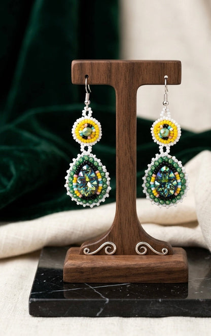 Drop Beaded Earrings green collection