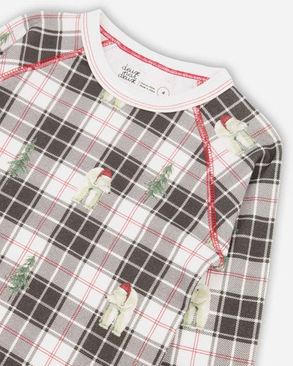 Organic Cotton Kids Christmas Family Two Piece Printed Polar Bear Pajama Set