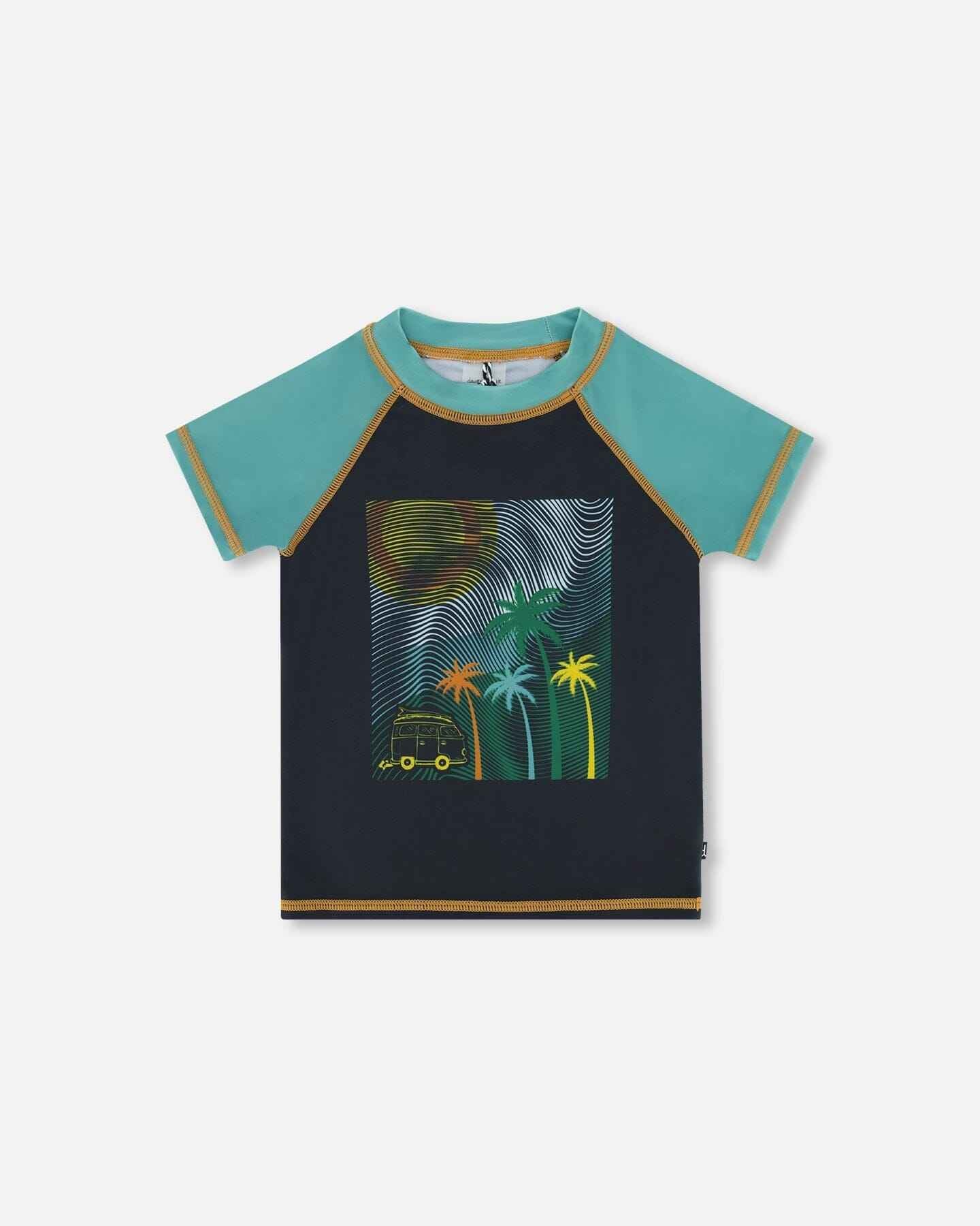 Short Sleeve Rashguard With Print Black