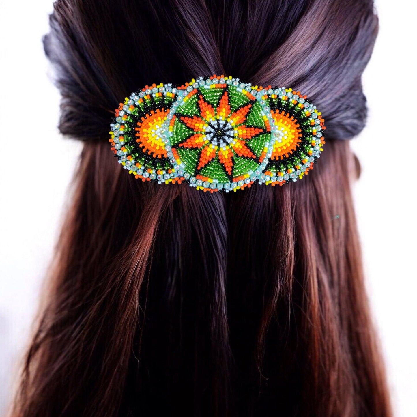 Light Green Native American Beaded Barrettes