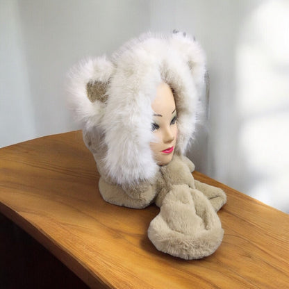 Soft Plush Hat w/ scarf (Panda)