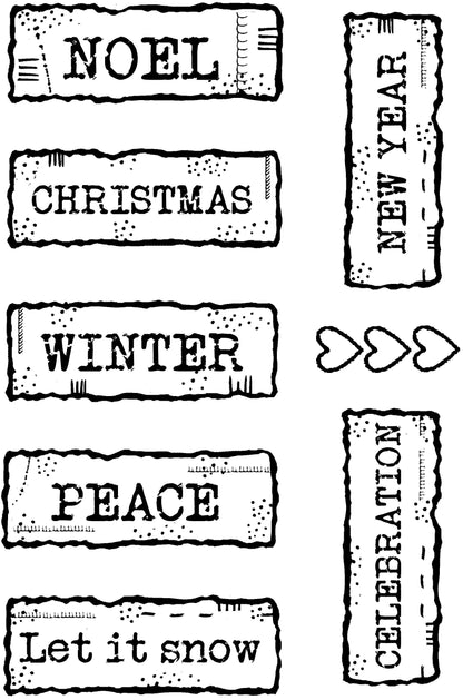 Woodware Clear Singles Christmas Junk Labels 3 in x 4 in Stamp