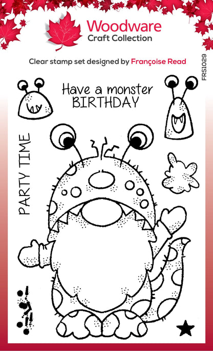 Woodware Clear Singles Monster Gnome 4 in x 6 in Stamp Set