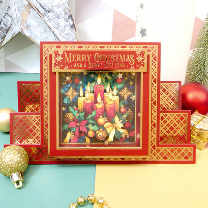 Festive Foiled Pattern Stepper Cards - Square Centrepiece