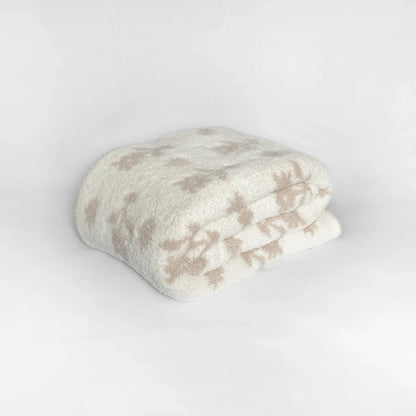 Flower Print Blushing Beige and White Extended Throw