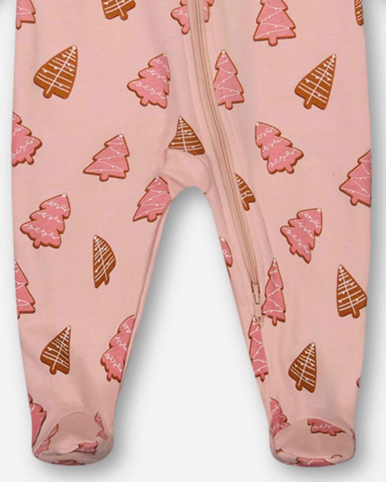 Organic Cotton One Piece Pajama Pink Christmas Cookies