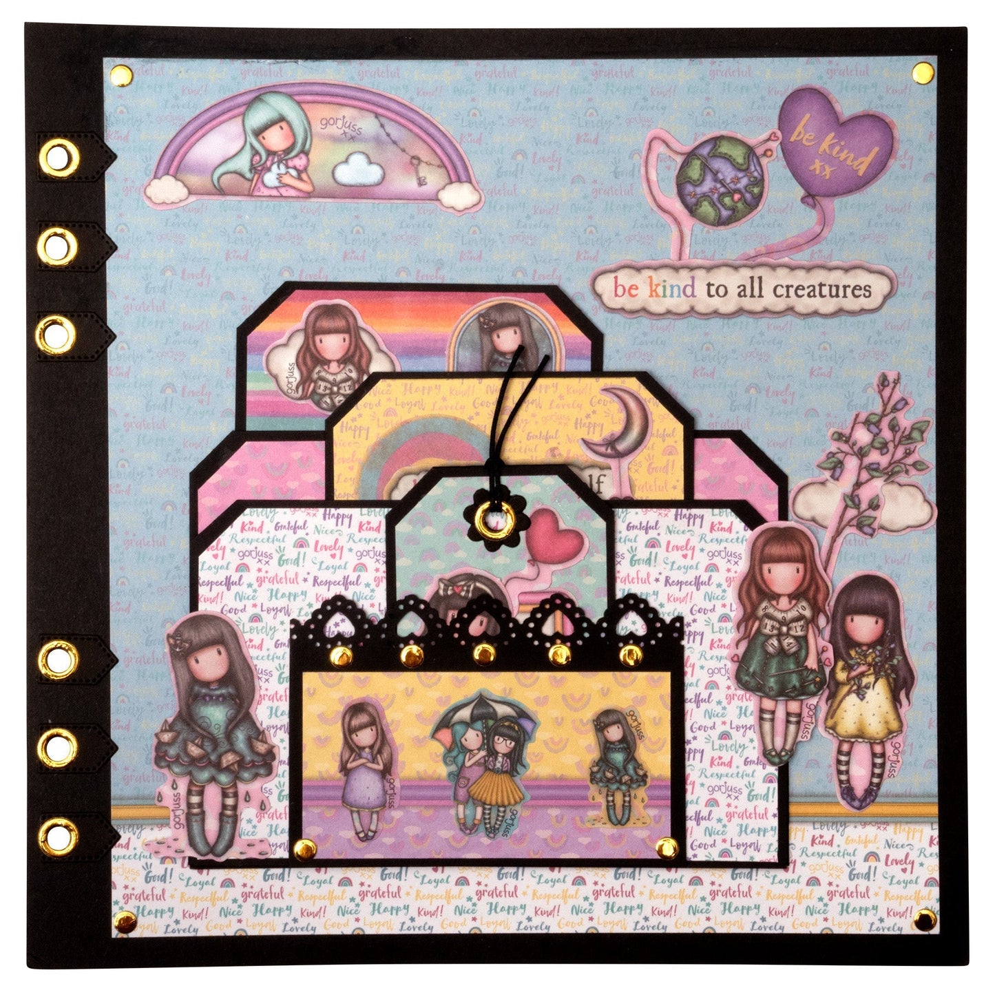 SAN Stickers Gorjuss - Be Kind 4x3 designs 152x203x3mm 12 SH nr.16