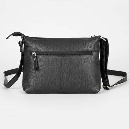 Greenwood Leather Multi-Pocket Crossbody Bag. Premium Pebbled Leather Handbag