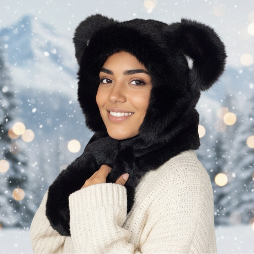 Soft Plush Hat w/ scarf (Panda)