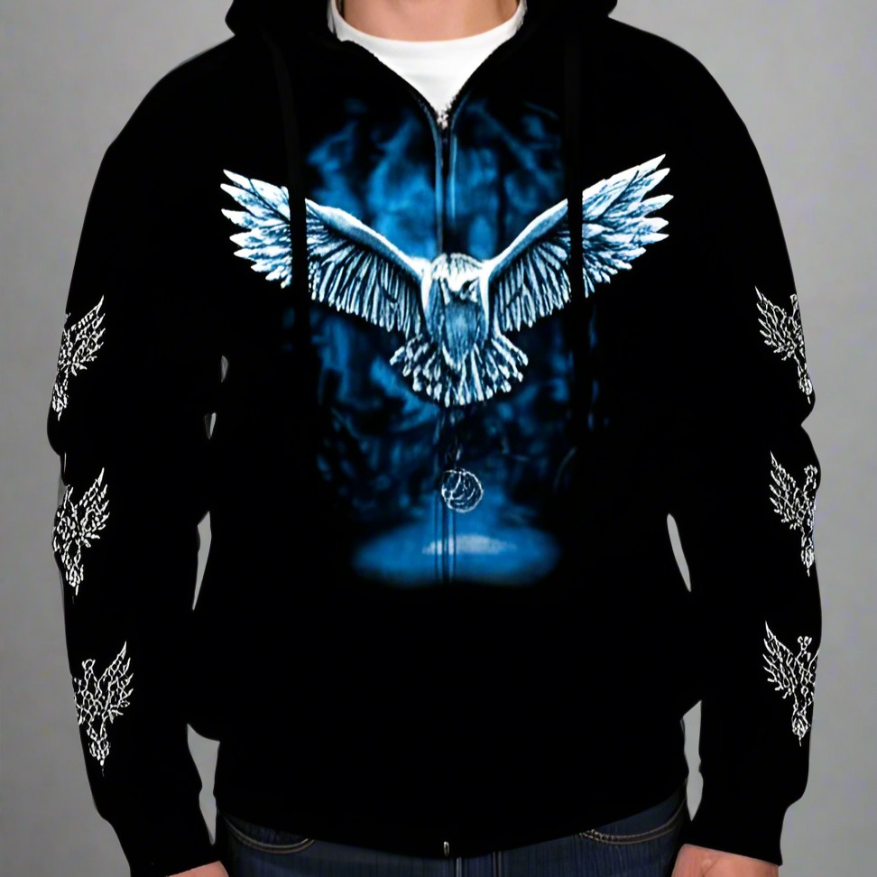 J&L Imports Men's Owl  Zip-Up Hoodie