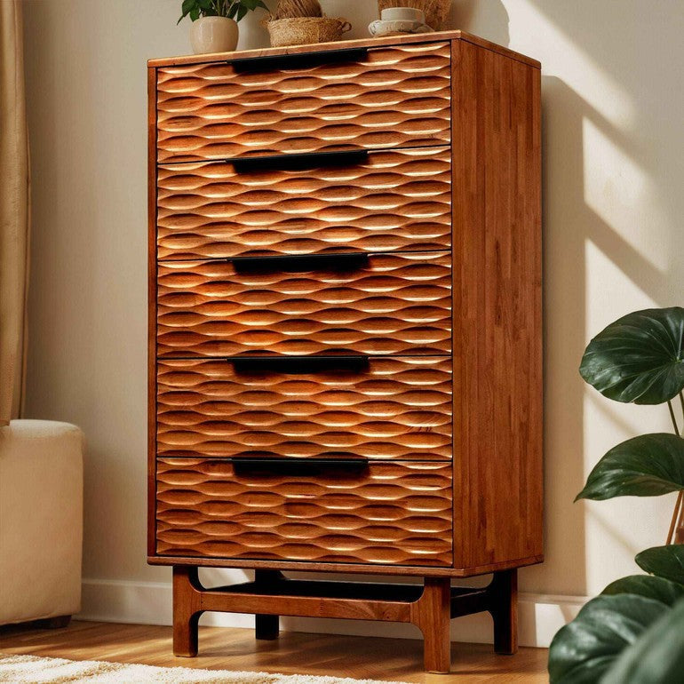 Elara Solid Wood Dresser with 5 Drawers