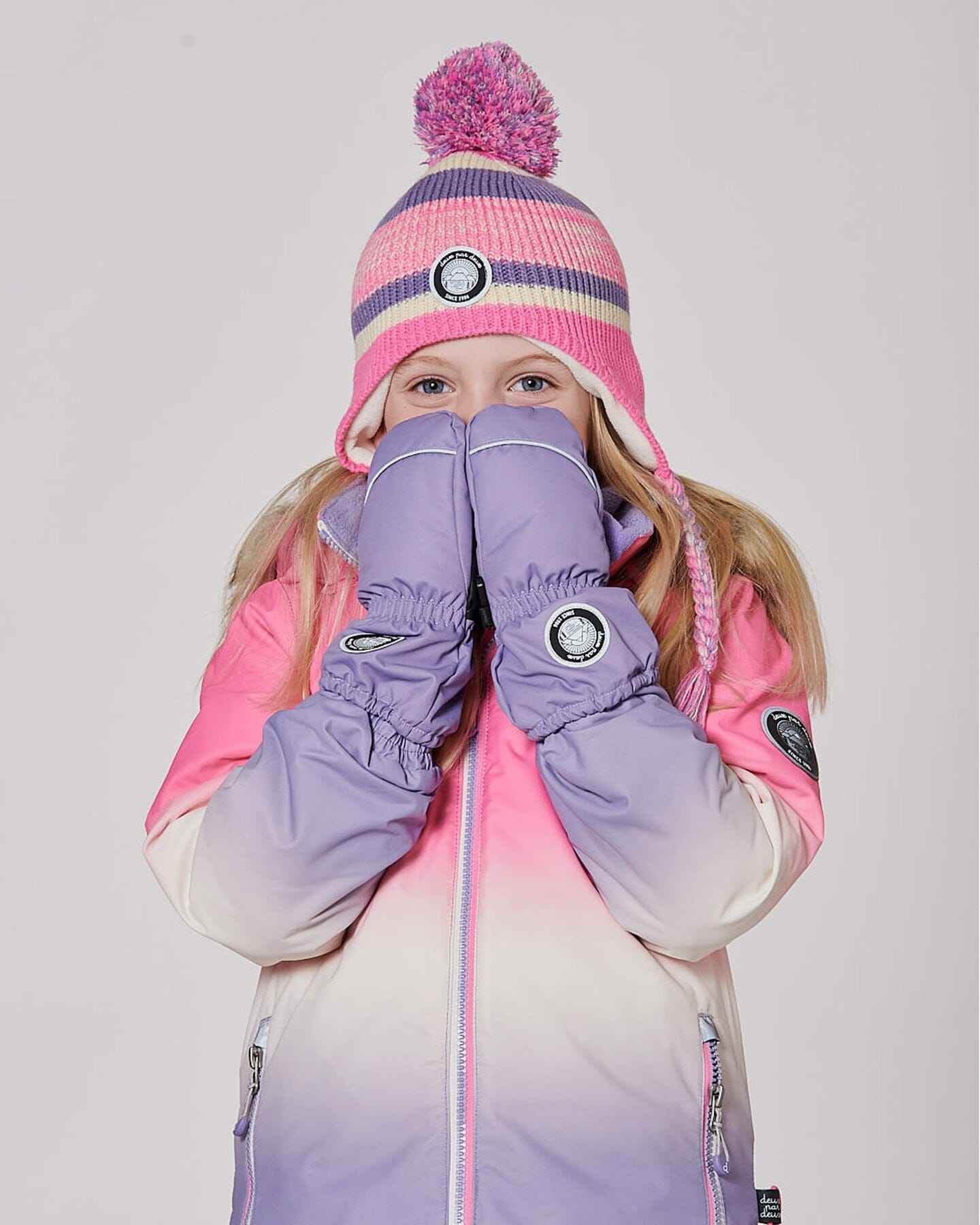 Winter Mittens Play Purple Gray