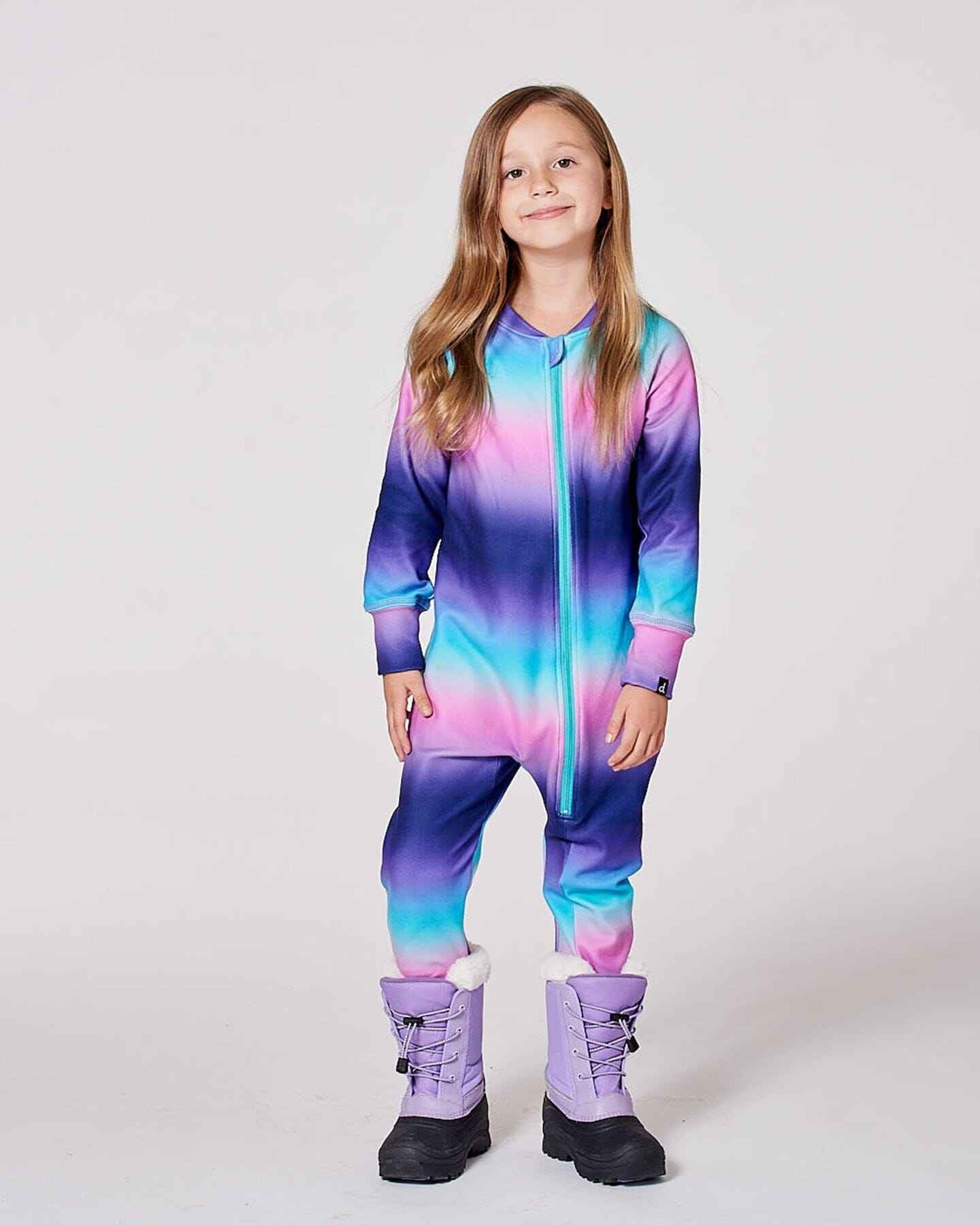 One-Piece Thermal Underwear Purple Gradient
