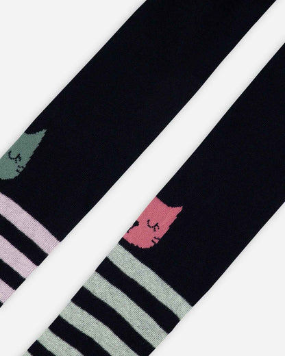 Knit Tights Dark Blue