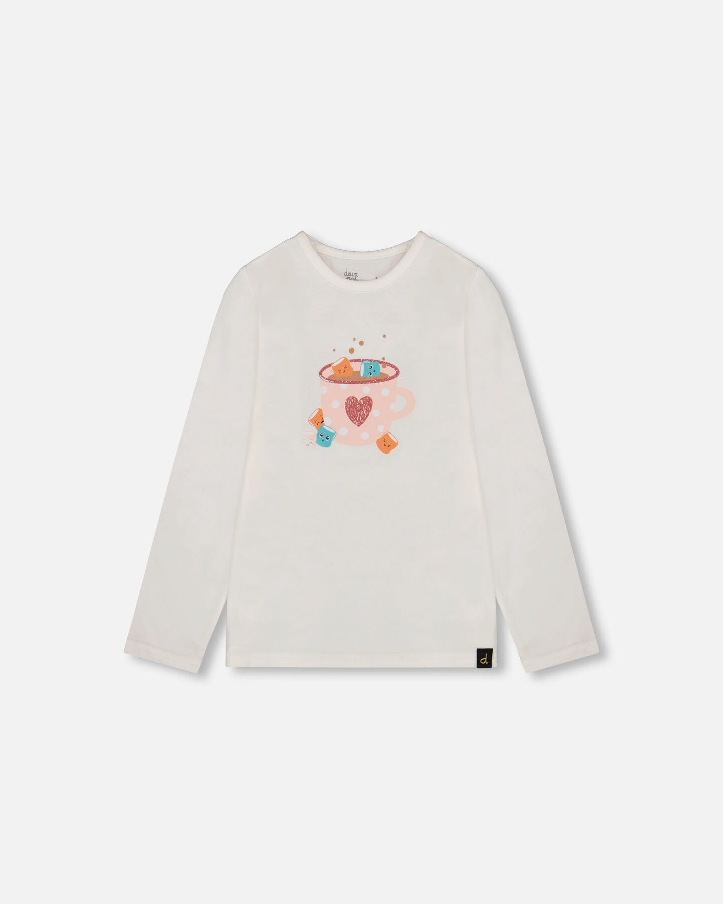 Organic Cotton Long Sleeve T-Shirt Off-White With Hot Chocolate