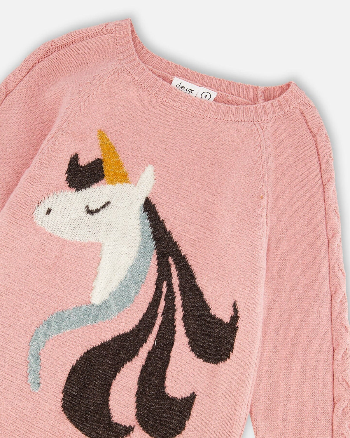 Knitted Dress Dusty Pink With Unicorn Intarsia
