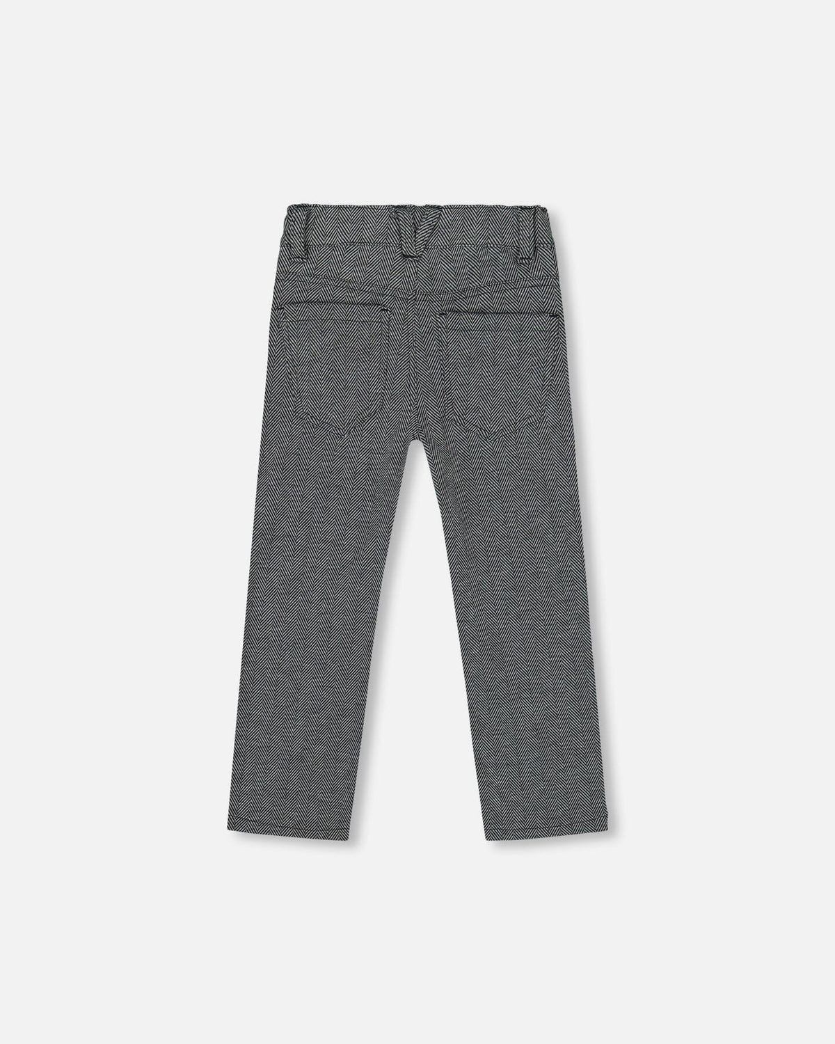 Stretch Jacquard Pants Grey Herringbone